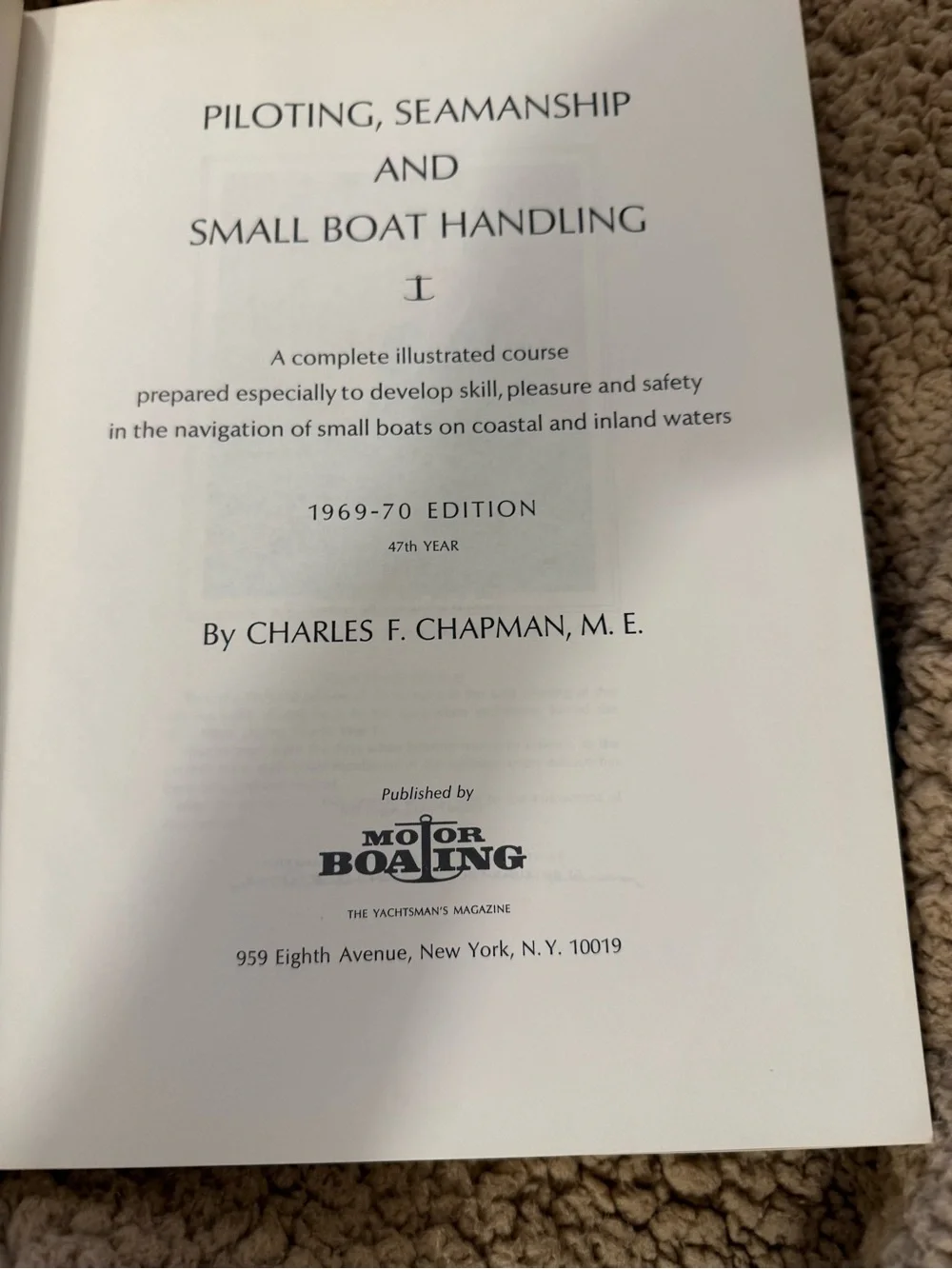Piloting seamanship & small boat handling hardcover book writing on front page